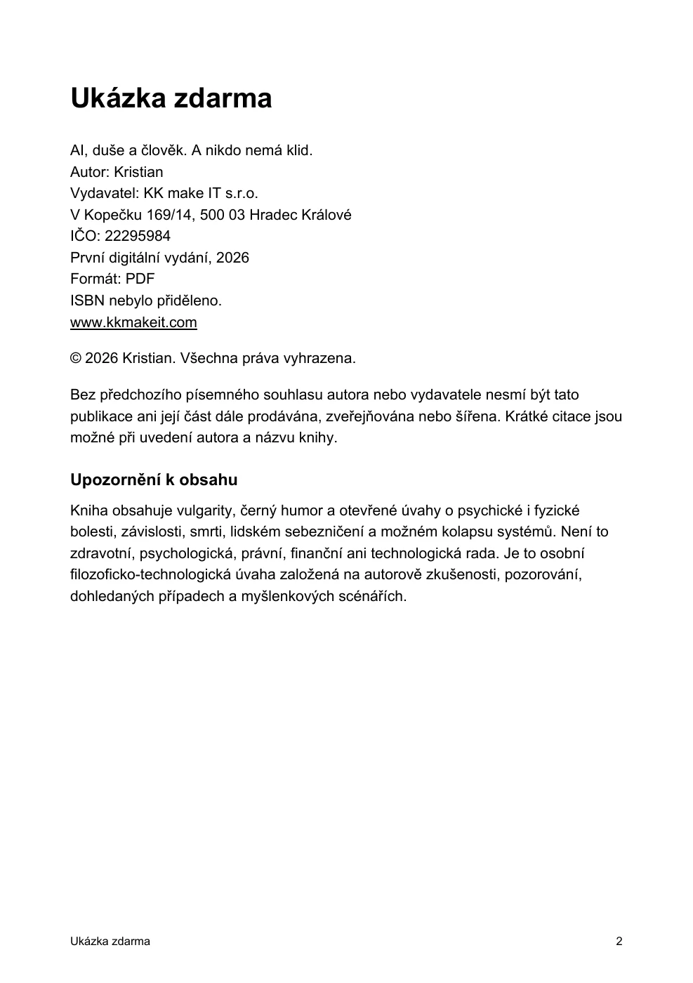 AI, duše a člověk. A nikdo nemá klid.: strana 2 z osmistránkové ukázky